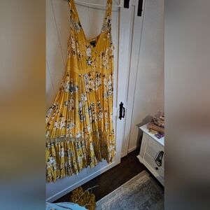 Yellow-gold  and floral maxi dress